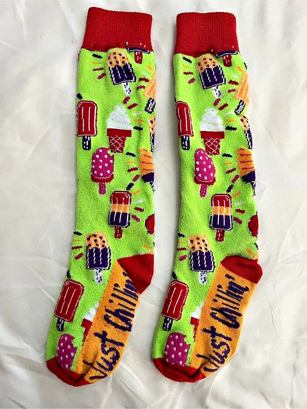 Sock It To Me Just Chillin' Crew Socks Green & Red